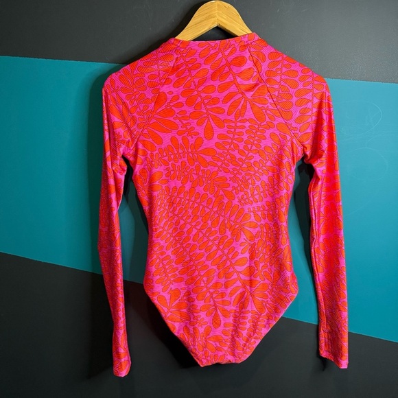 Pink and Orange Long Sleeve One Piece Swimsuit - Picture 8 of 14